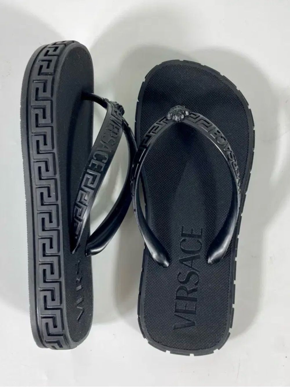 Versace Black Logo Strap Women's Sandal